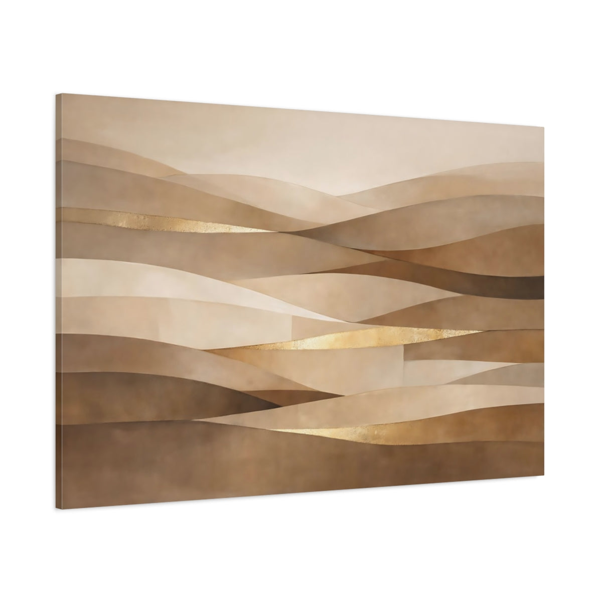 Main Mockup. Abstract Abstract Waves Earthy Gold Waves shown as stretched canvas wall art