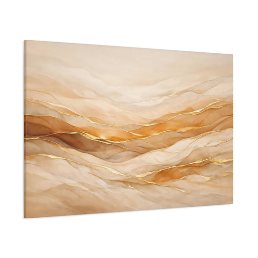 Main Mockup. Abstract Abstract Waves Gold Abstract Waves shown as stretched canvas wall art