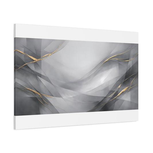 Main Mockup. Abstract Abstract Waves Gray Gold Abstract shown as stretched canvas wall art