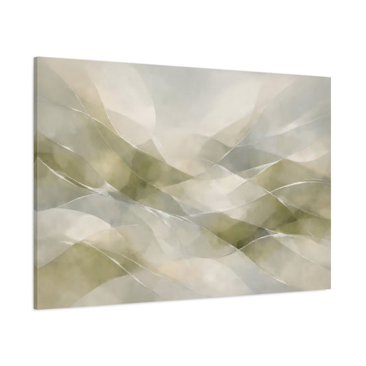Main Mockup. Abstract Abstract Waves Green Grey Abstract shown as stretched canvas wall art