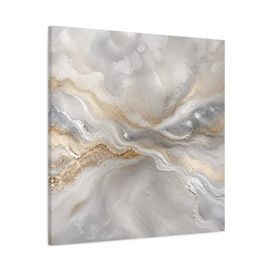 Main Mockup. Abstract Abstract Waves Grey Gold Abstract shown as stretched canvas wall art