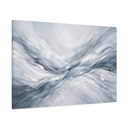Main Mockup. Abstract Abstract Waves Grey White Abstract shown as stretched canvas wall art