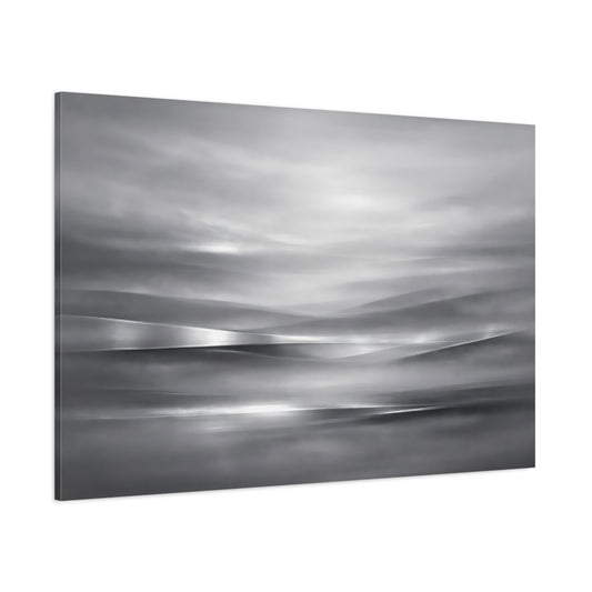 Main Mockup. Abstract Abstract Waves Monochrome Landscape shown as stretched canvas wall art