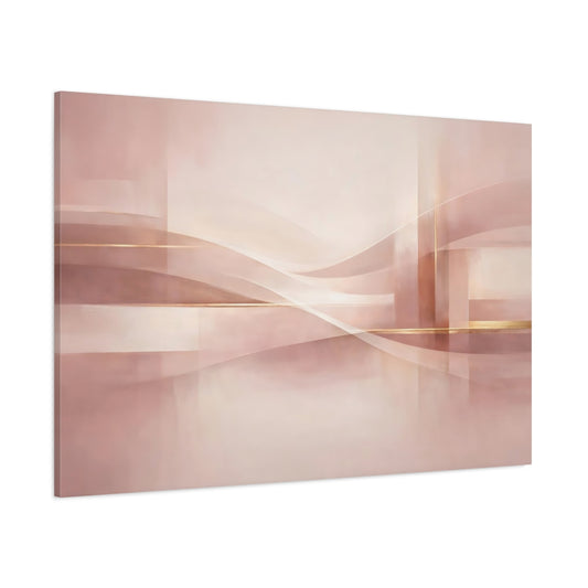 Main Mockup. Abstract Abstract Waves Pink And Gold shown as stretched canvas wall art
