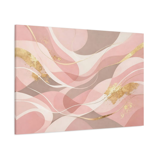 Main Mockup. Abstract Abstract Waves Pink Gold Abstract shown as stretched canvas wall art