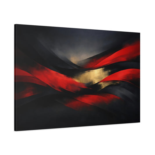 Main Mockup. Abstract Abstract Waves Red Gold Black shown as stretched canvas wall art