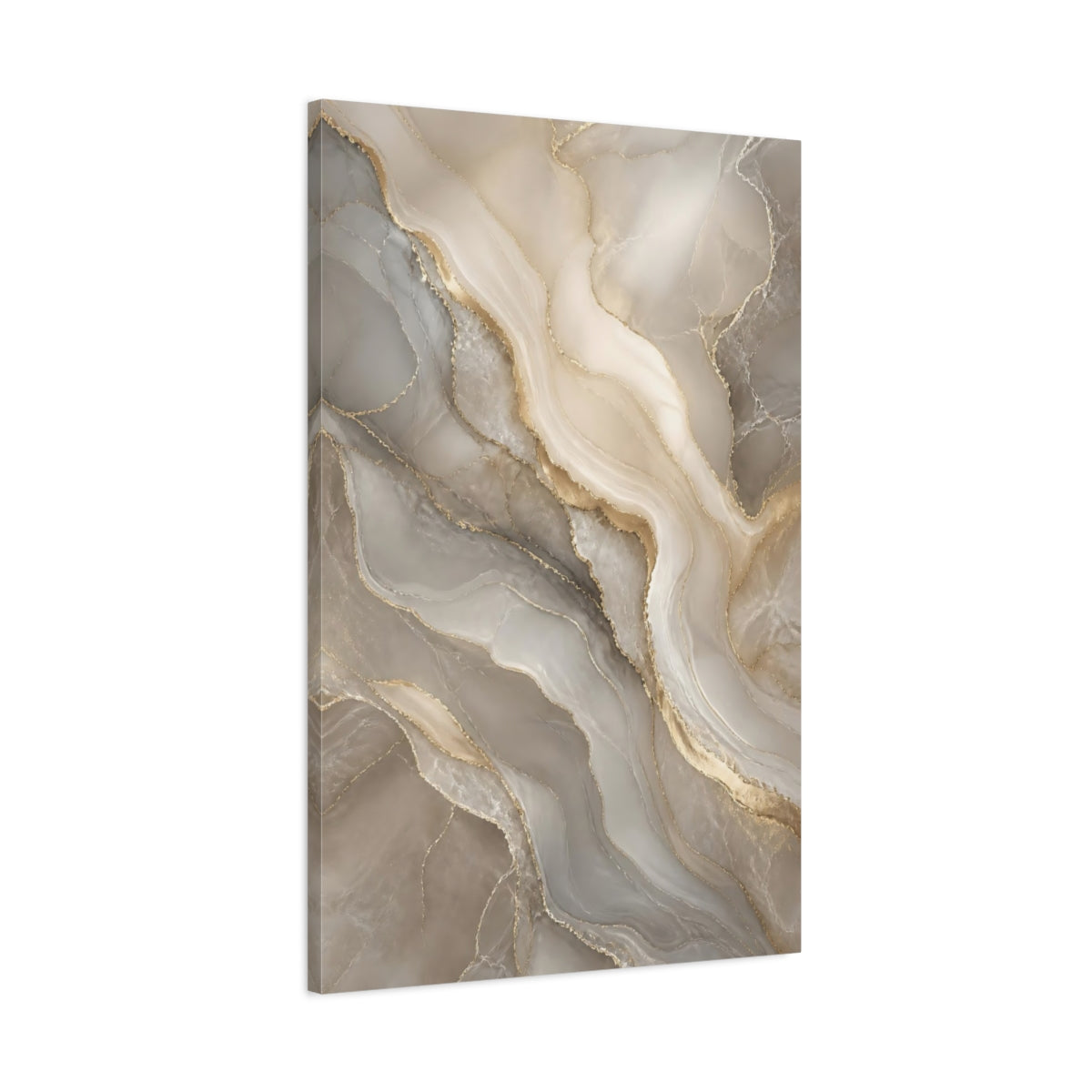 Main Mockup. Abstract Agate Pattern Gray And Gold shown as stretched canvas wall art