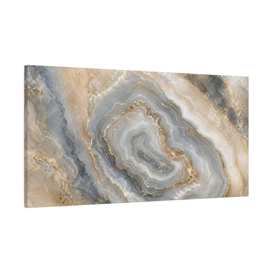 Main Mockup. Abstract Agate Stone Grey Gold Abstract shown as stretched canvas wall art