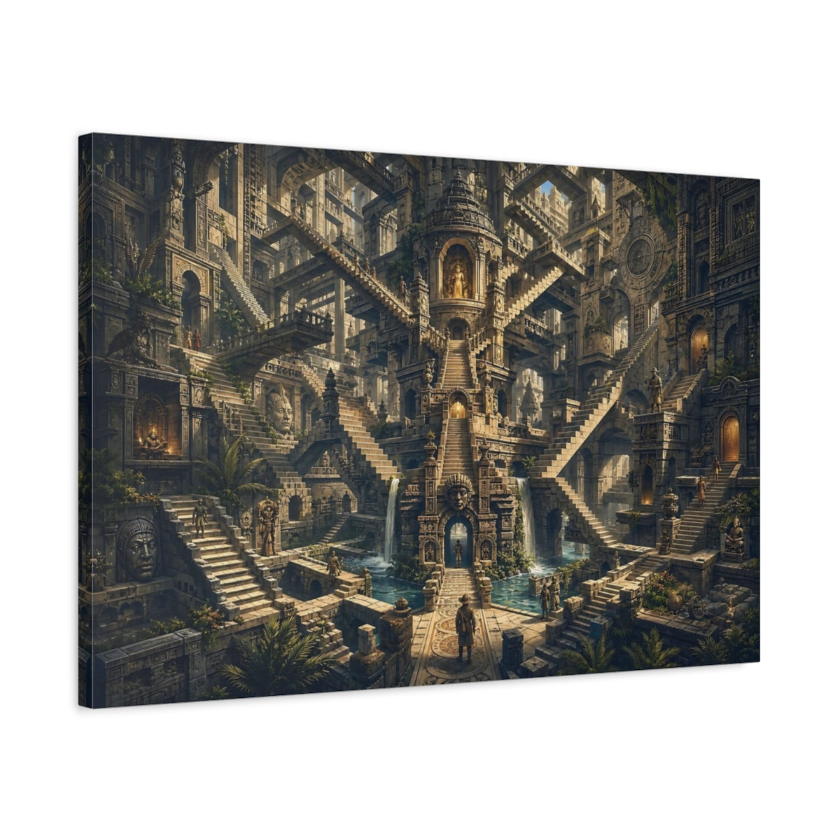 Side Mockup 2. Abstract Ancient Labyrinth Stone Labyrinth shown as stretched canvas wall art