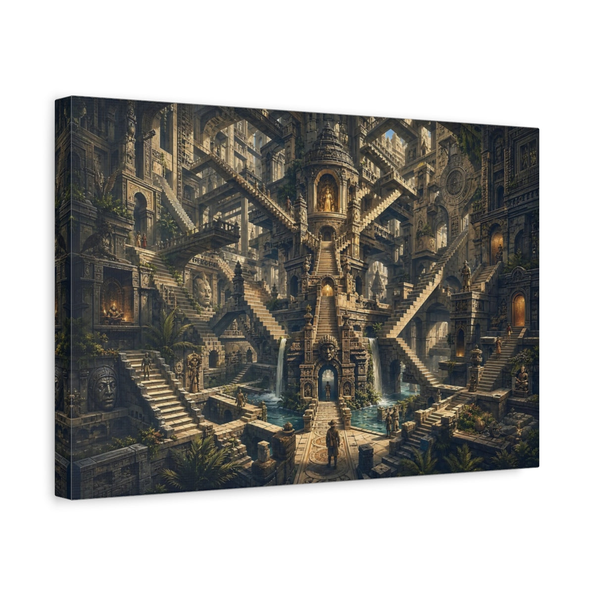 Side Mockup 4. Abstract Ancient Labyrinth Stone Labyrinth shown as stretched canvas wall art