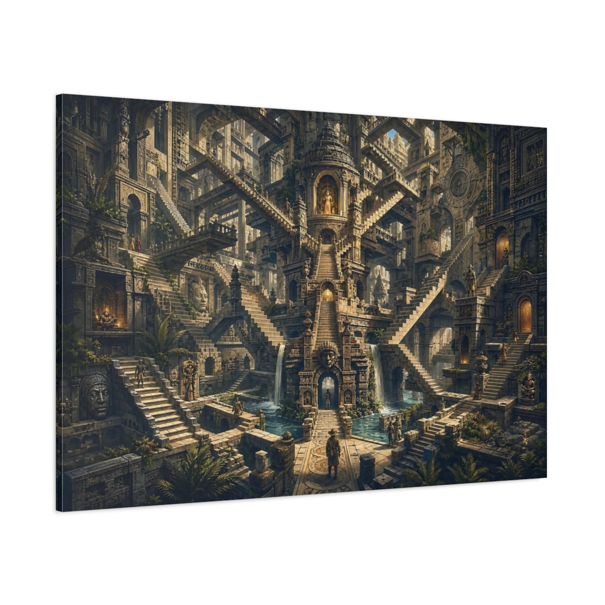 Side Mockup 1. Abstract Ancient Labyrinth Stone Labyrinth shown as stretched canvas wall art