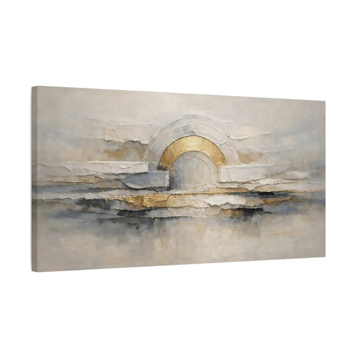 Side Mockup 2. Abstract Abstract Arch Gold Gray Abstract shown as stretched canvas wall art