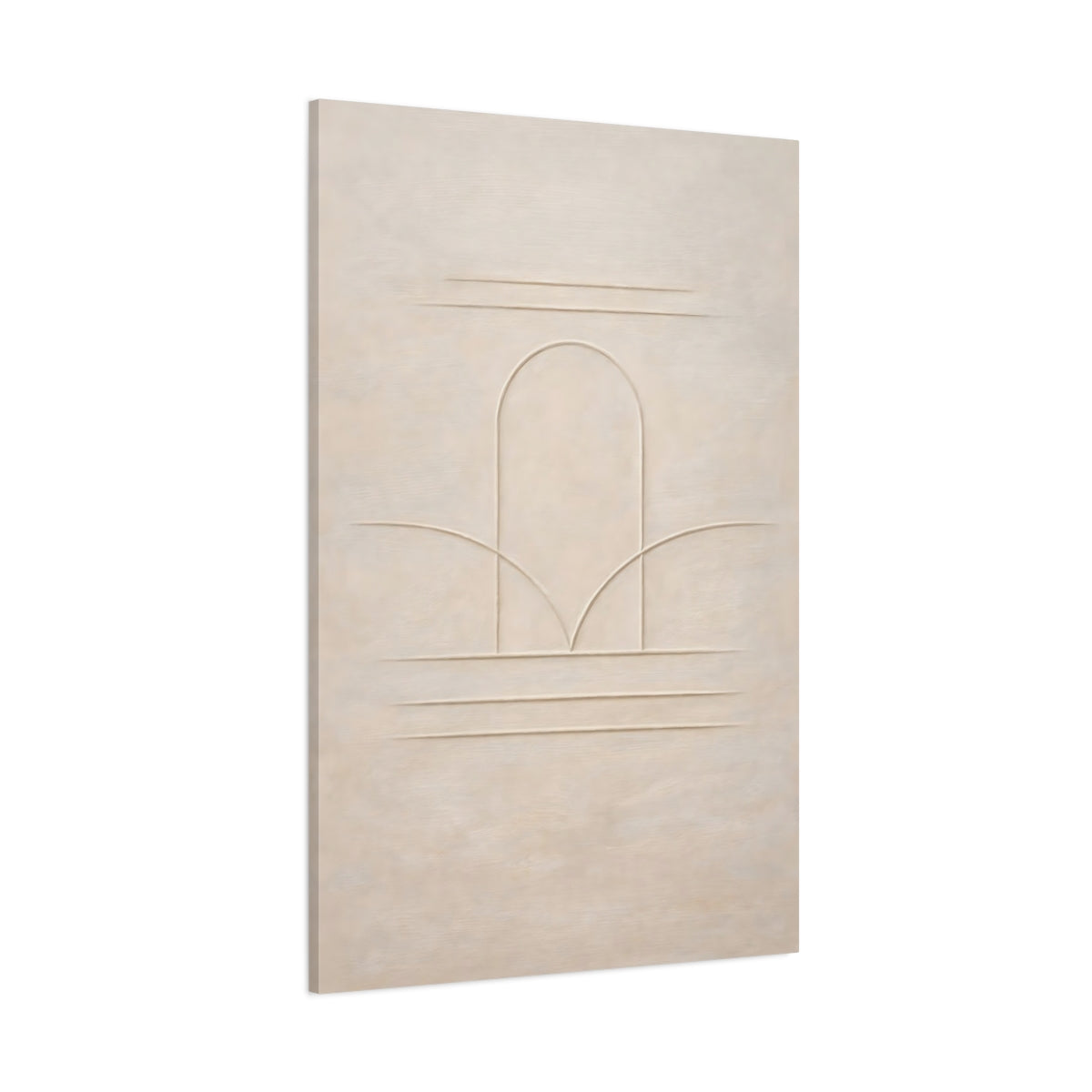 Main Mockup. Abstract Arch Lines Beige Arch shown as stretched canvas wall art
