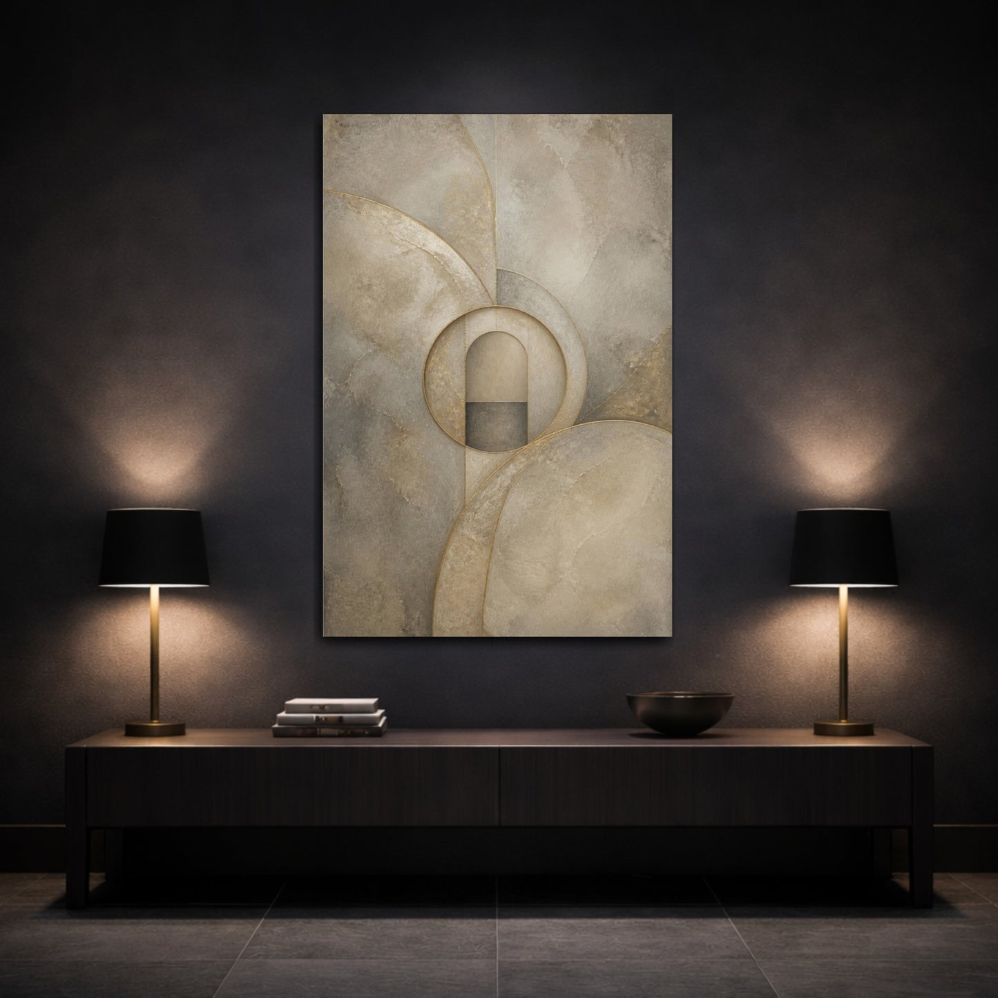 Mockup 3. Abstract Arch Portal shown as canvas print