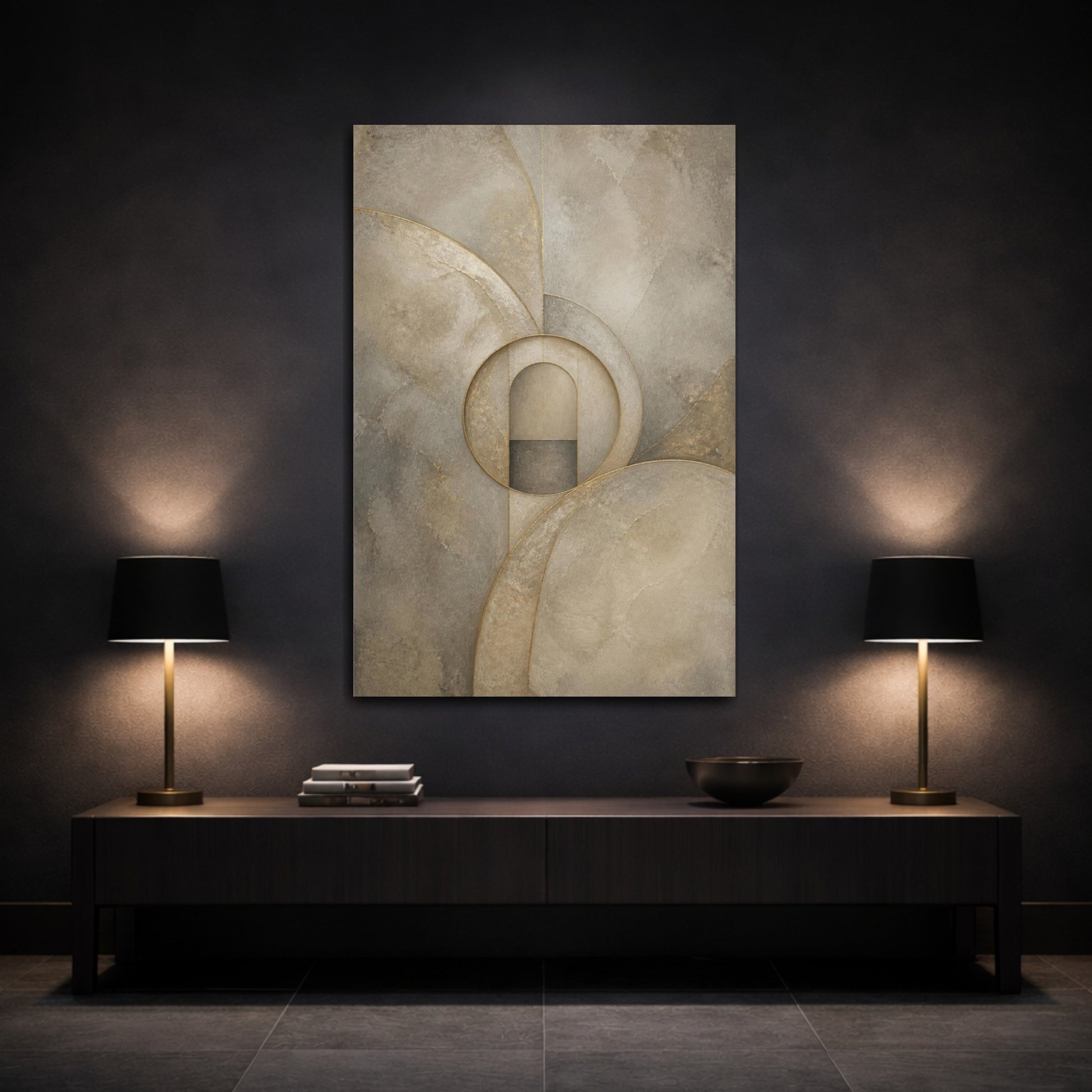 Mockup 3. Abstract Arch Portal shown as canvas print