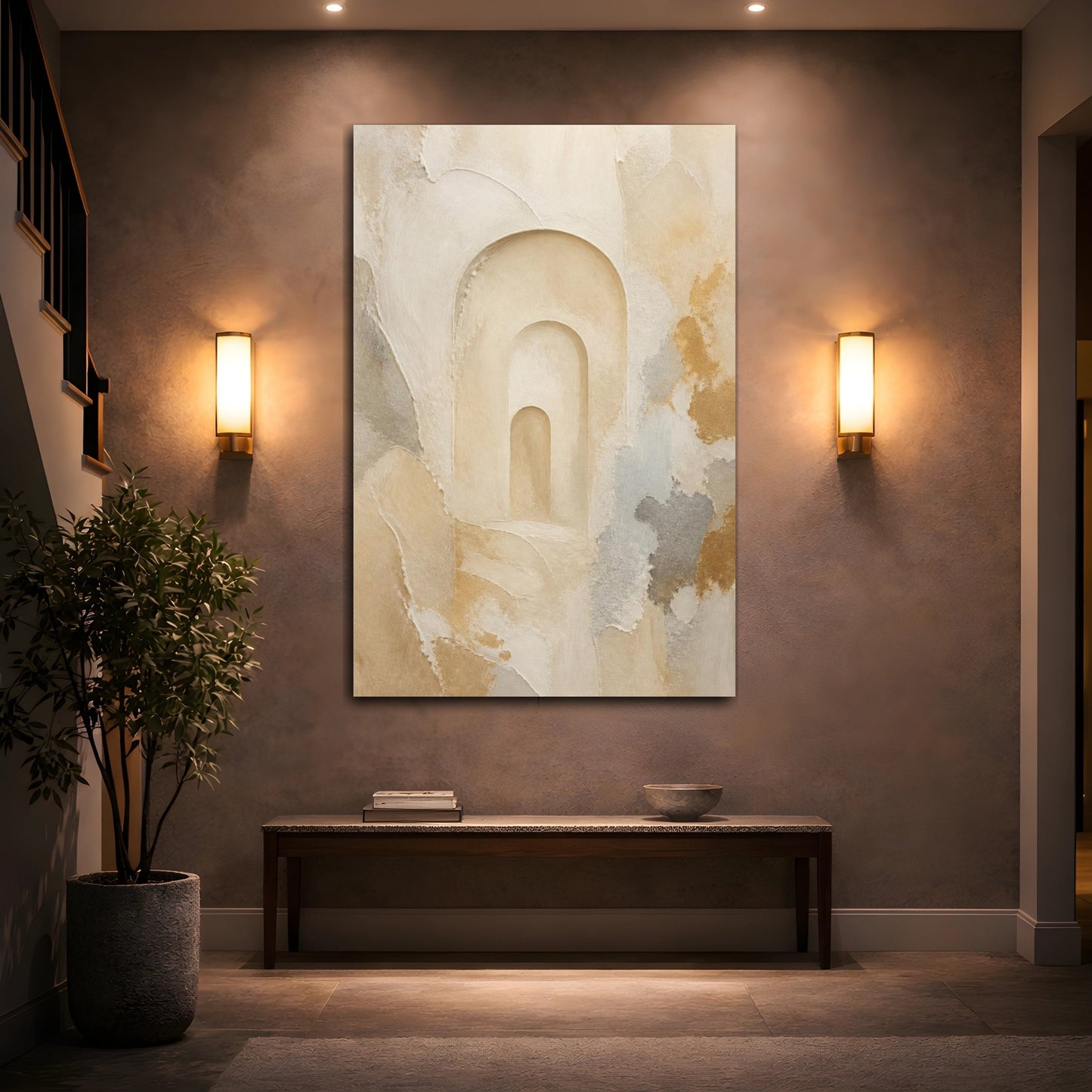 Mockup 2. Abstract Arched Niche shown as canvas print