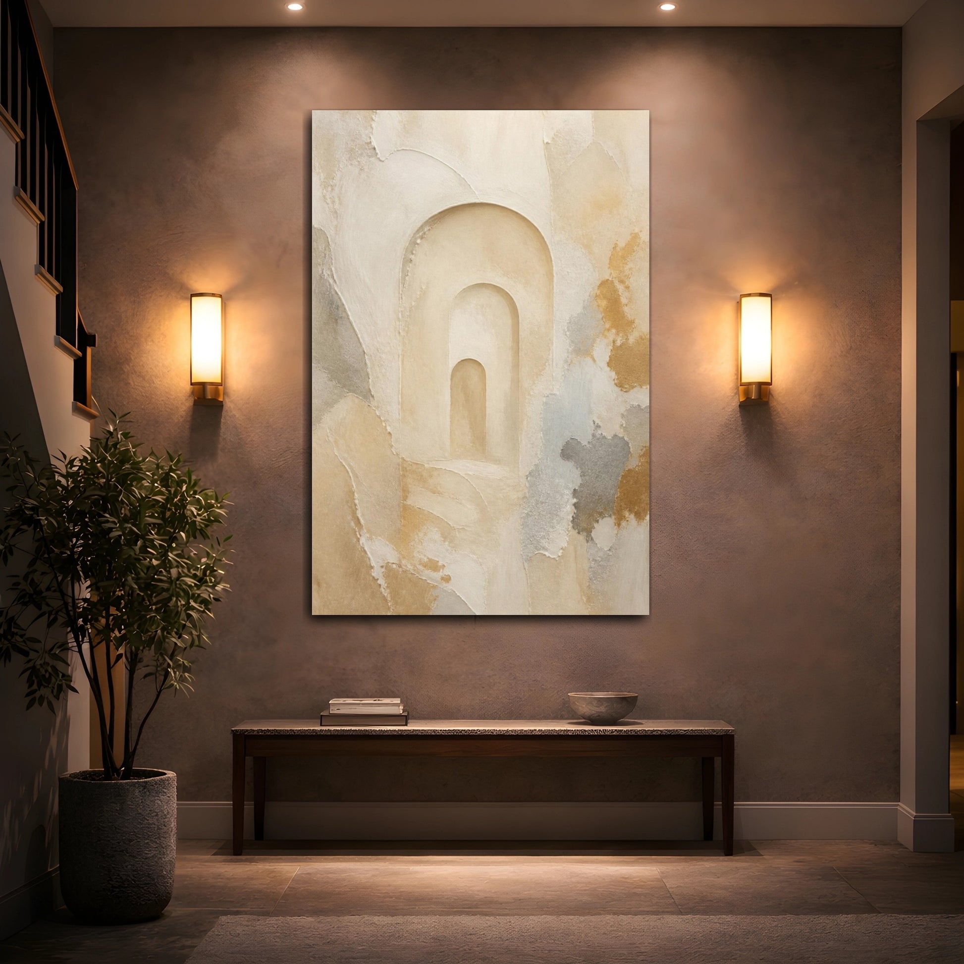 Mockup 2. Abstract Arched Niche shown as canvas print