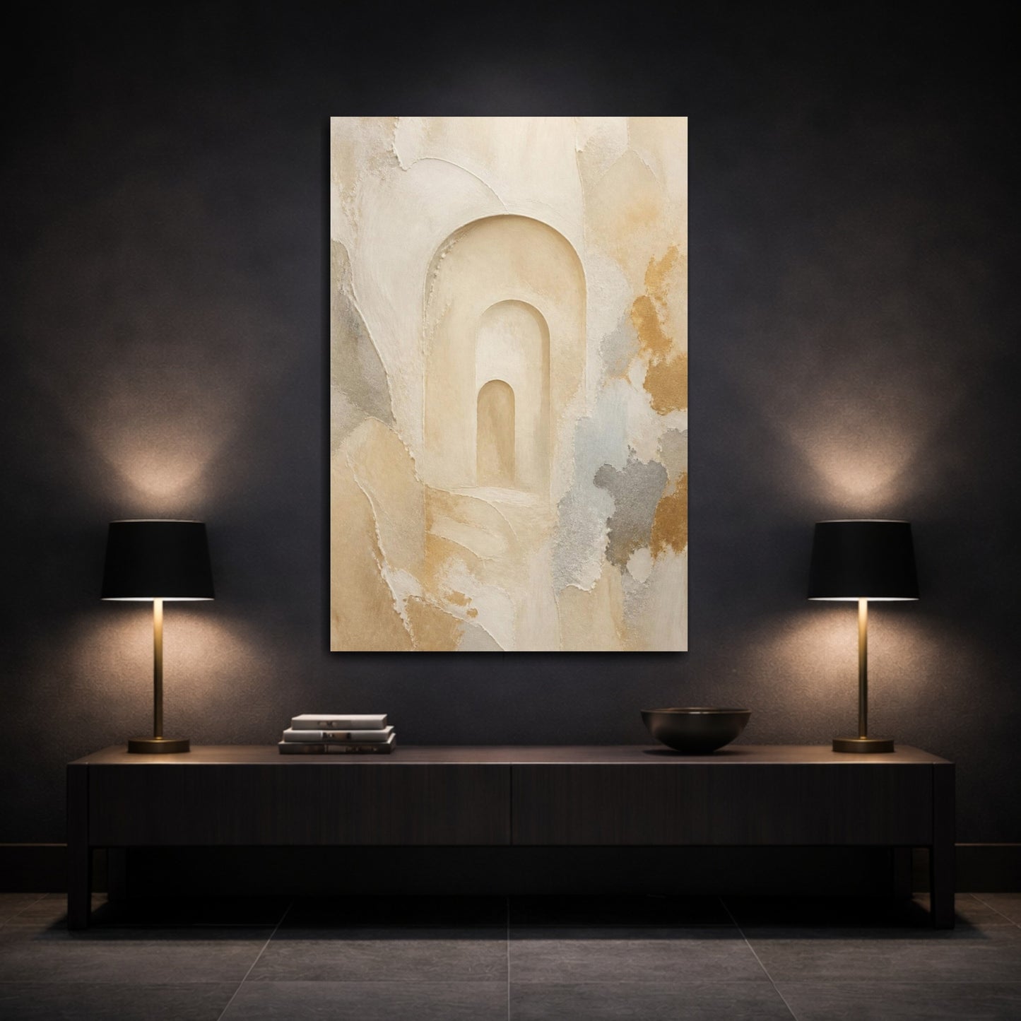 Mockup 3. Abstract Arched Niche shown as canvas print