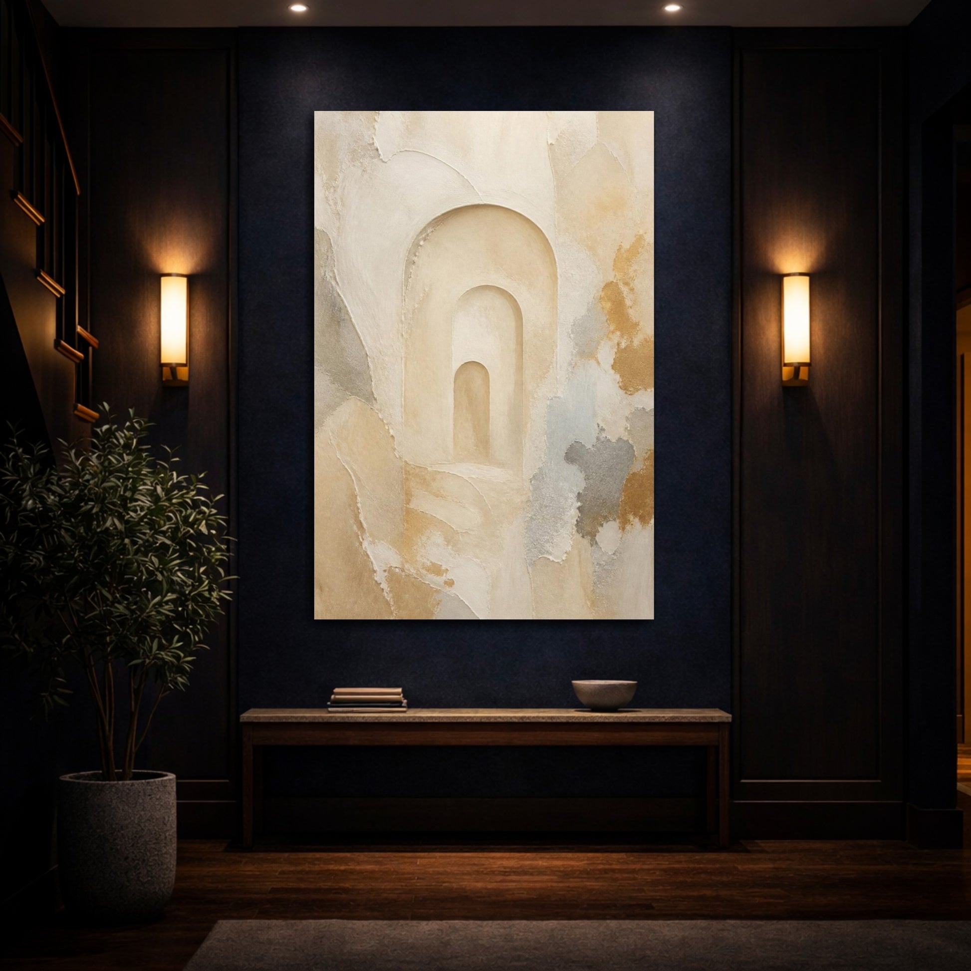 Mockup 4. Abstract Arched Niche shown as canvas print