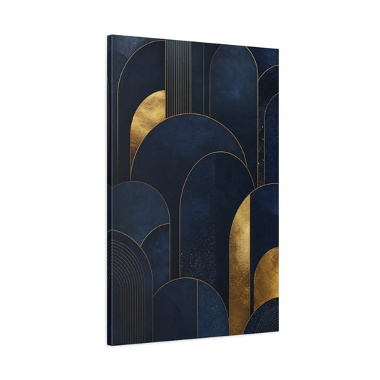 Abstract Arches Navy And Gold Canvas Wall Art Print – Living Room Decor, Above Couch - YesArtYes