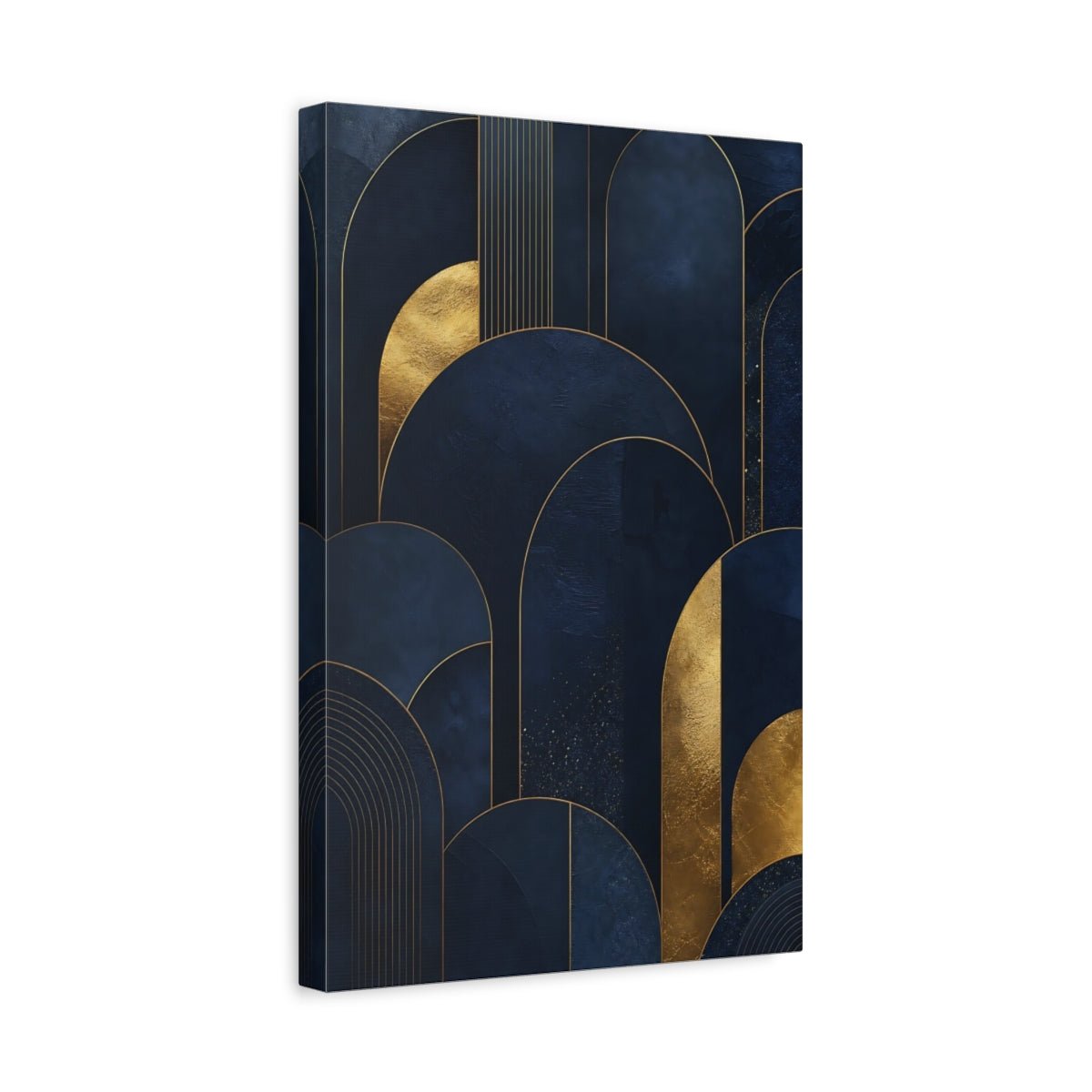 Abstract Arches Navy And Gold Canvas Wall Art Print – Living Room Decor, Above Couch - YesArtYes