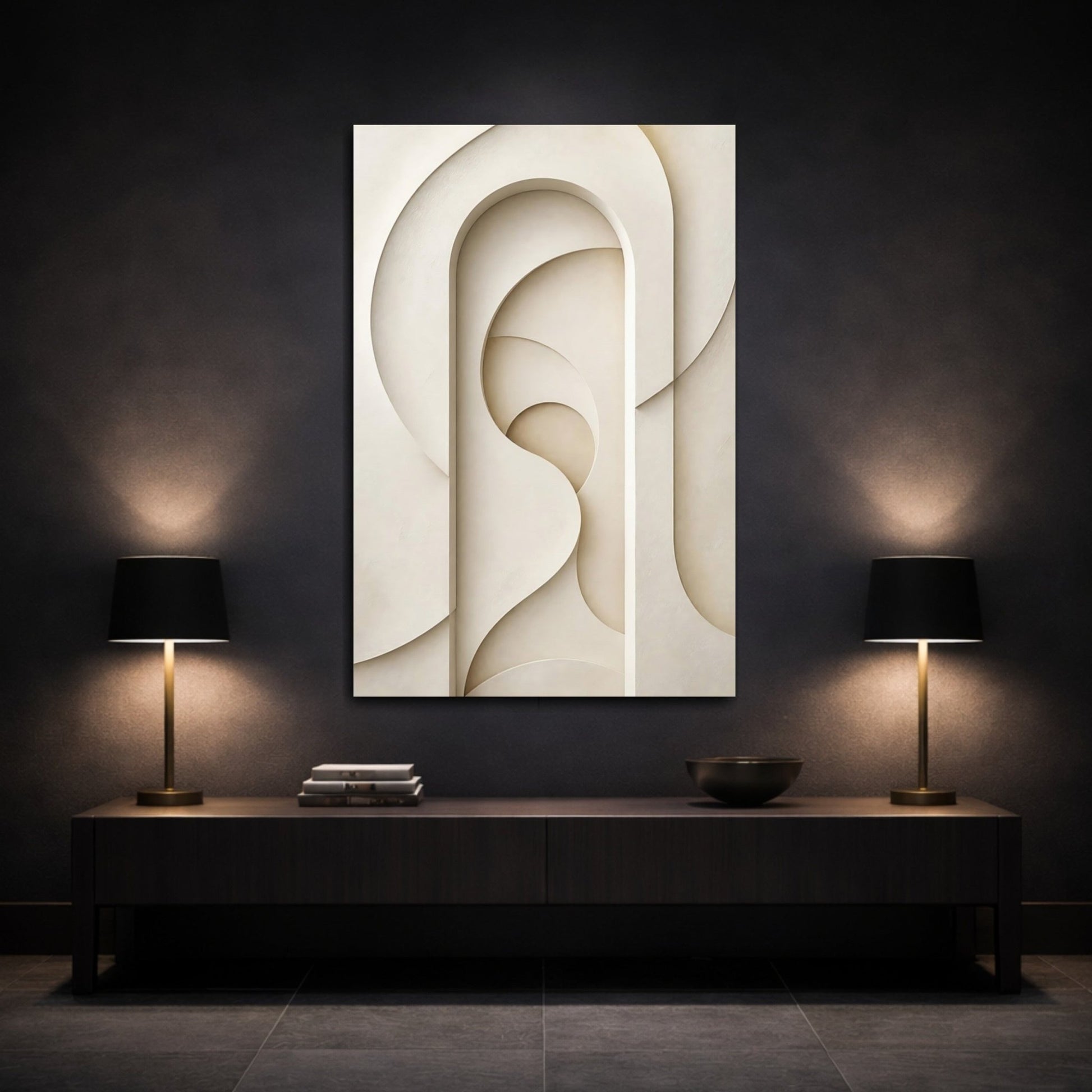 Abstract Arches Neutral Canvas Print – Modern Decor for Living Room, Large Wall - YesArtYes