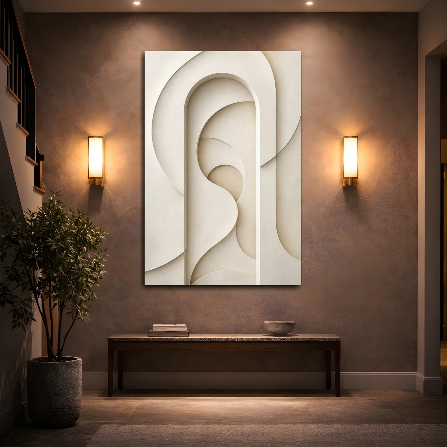 Abstract Arches Neutral Canvas Print – Modern Decor for Living Room, Large Wall - YesArtYes