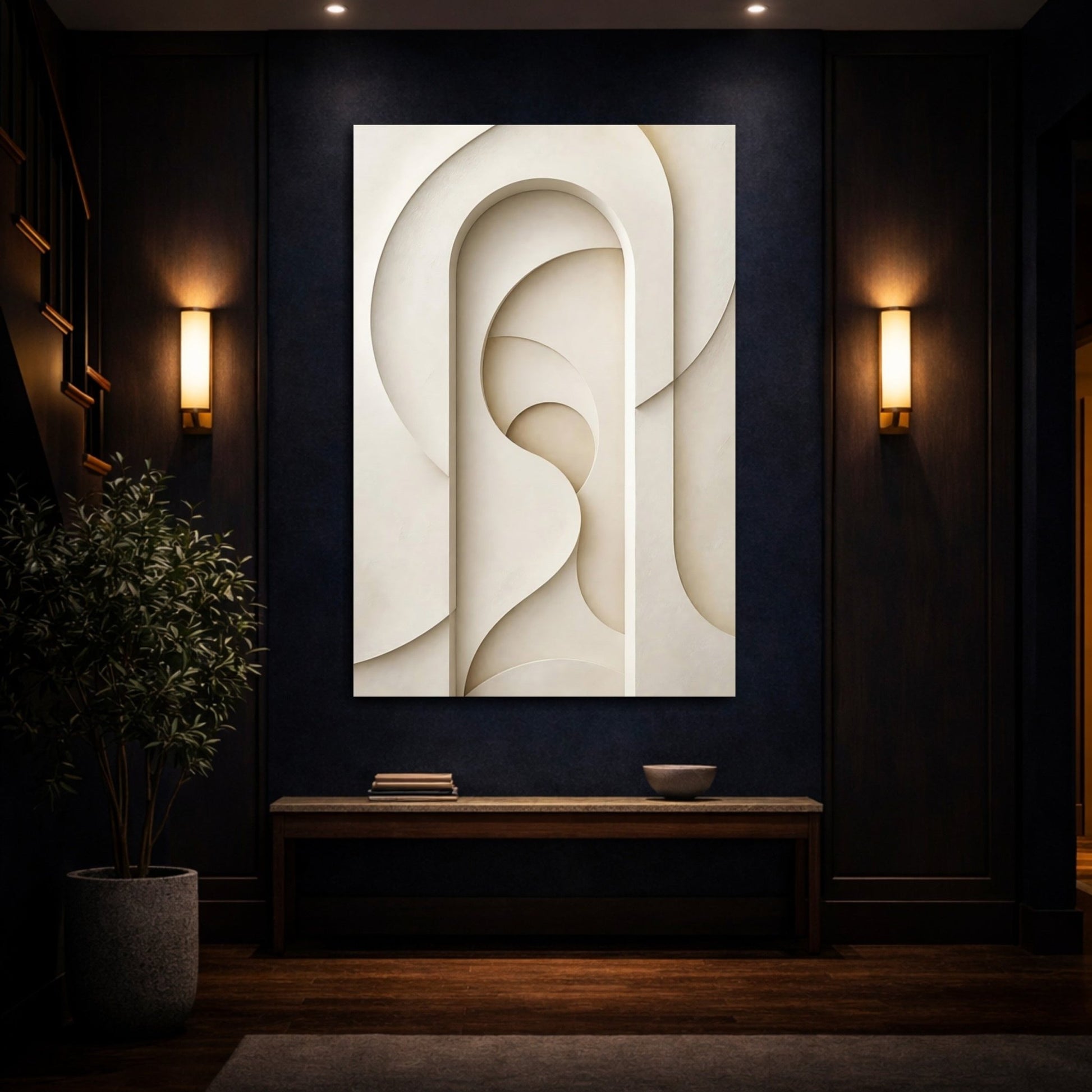Abstract Arches Neutral Canvas Print – Modern Decor for Living Room, Large Wall - YesArtYes