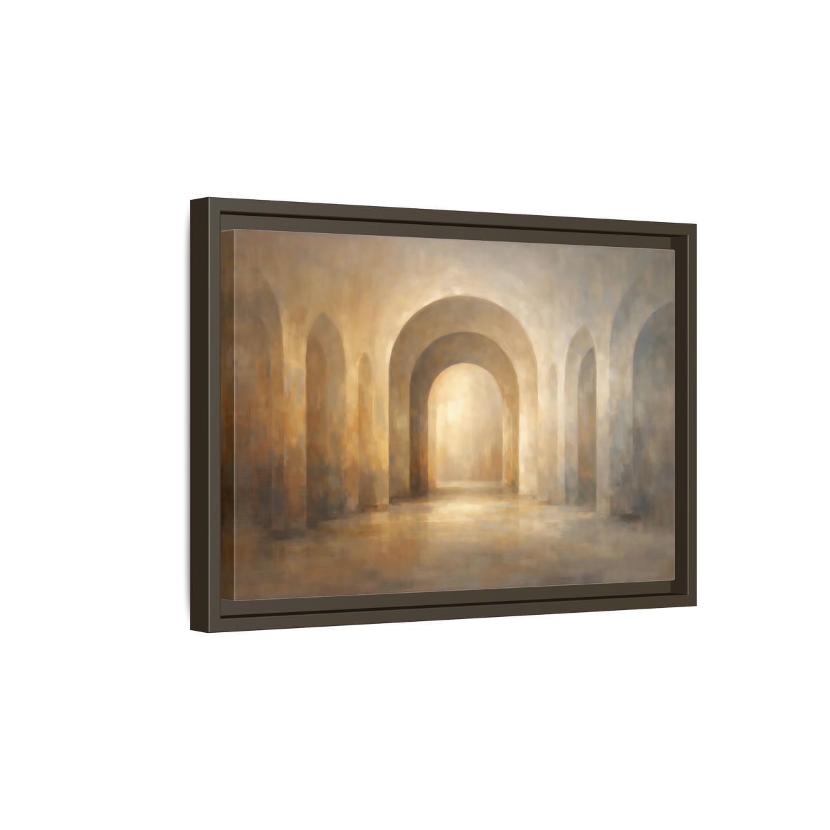 Side Mockup 5. Abstract Arches Warm Neutral Arches shown as stretched canvas wall art