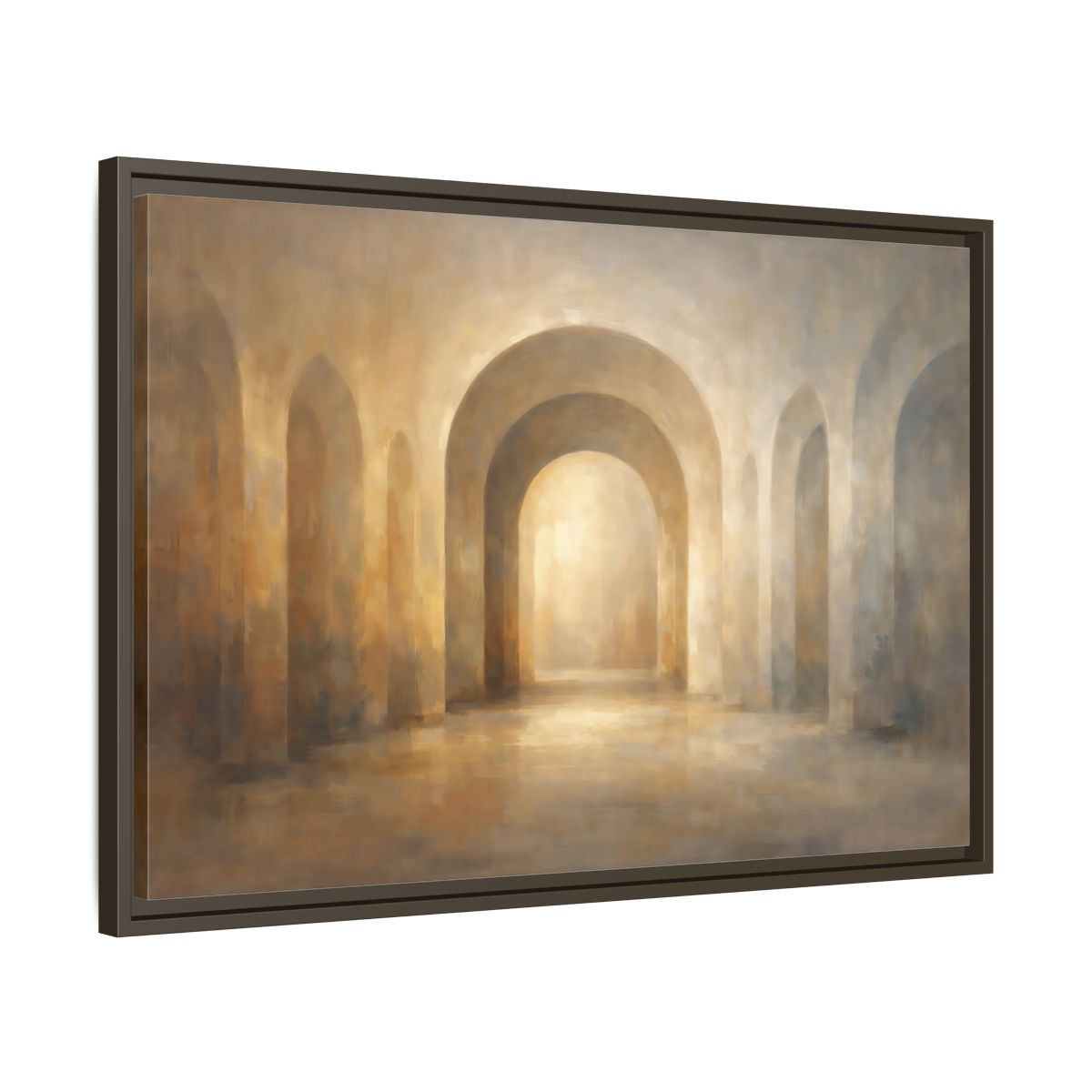 Side Mockup 11. Abstract Arches Warm Neutral Arches shown as stretched canvas wall art