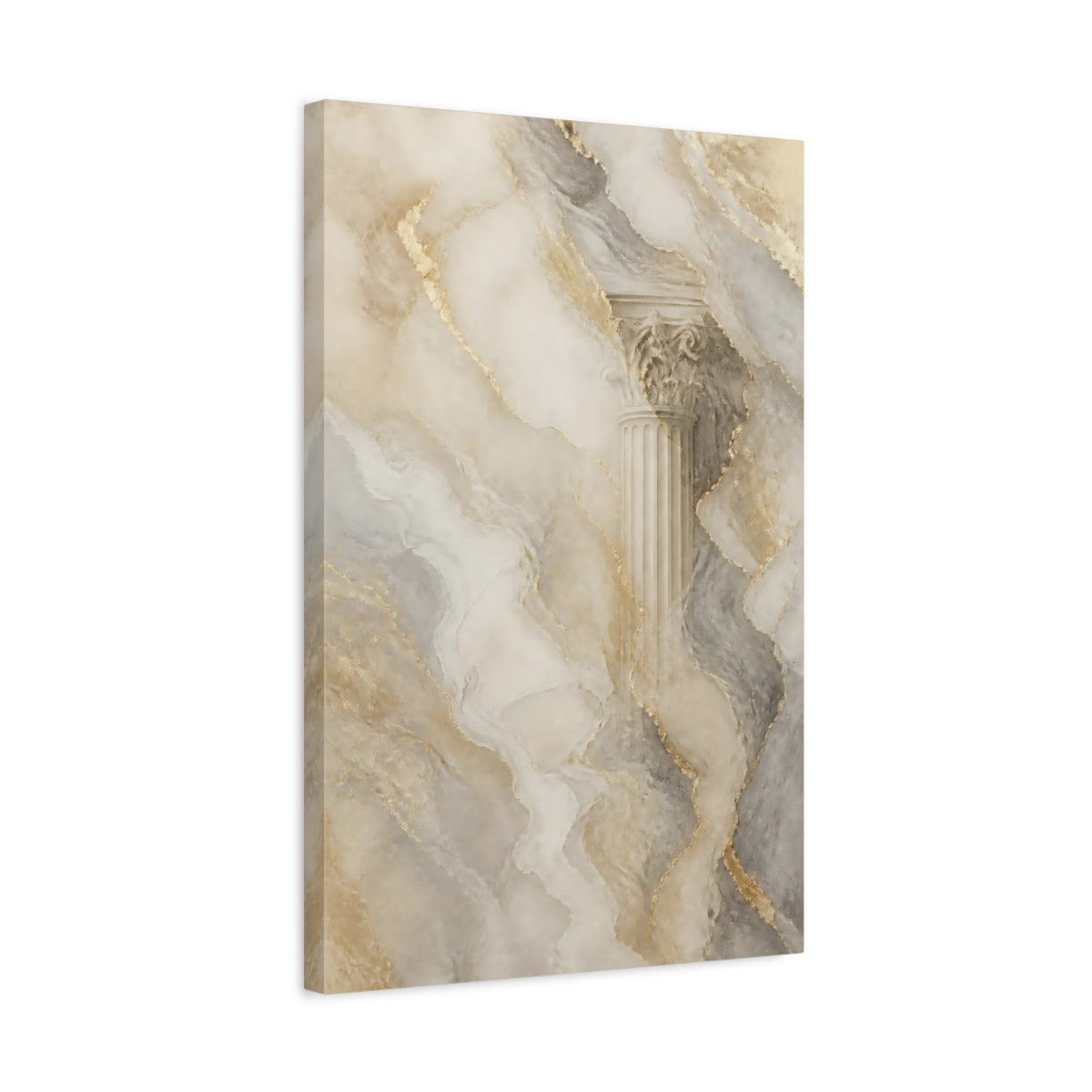 Side Mockup 3. Abstract Architectural Column Gold Marble Column shown as stretched canvas wall art