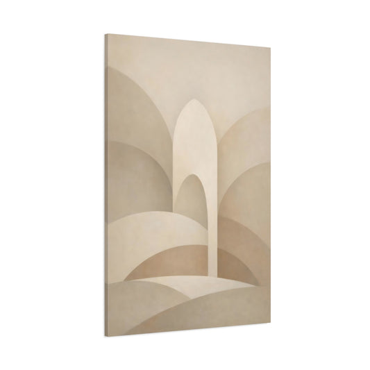 Main Mockup. Abstract Architectural Forms Beige Abstract Art shown as stretched canvas wall art