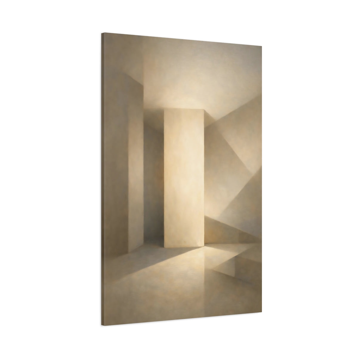 Main Mockup. Abstract Architectural Space Neutral Tones shown as stretched canvas wall art