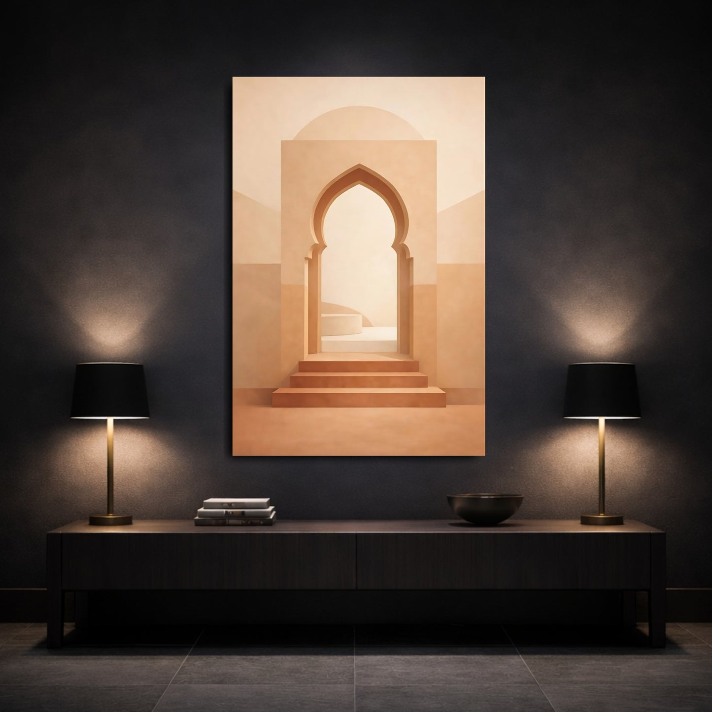 Abstract Archway Beige Archway shown as front canvas room wall art