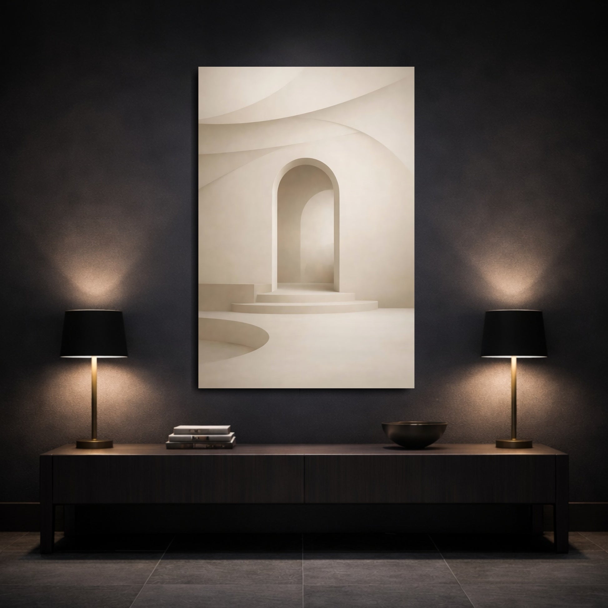 Abstract Archway Beige Archway shown as front canvas room wall art