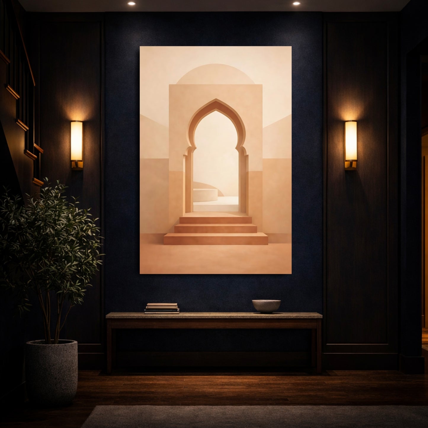Abstract Archway Beige Archway shown as front canvas room wall art