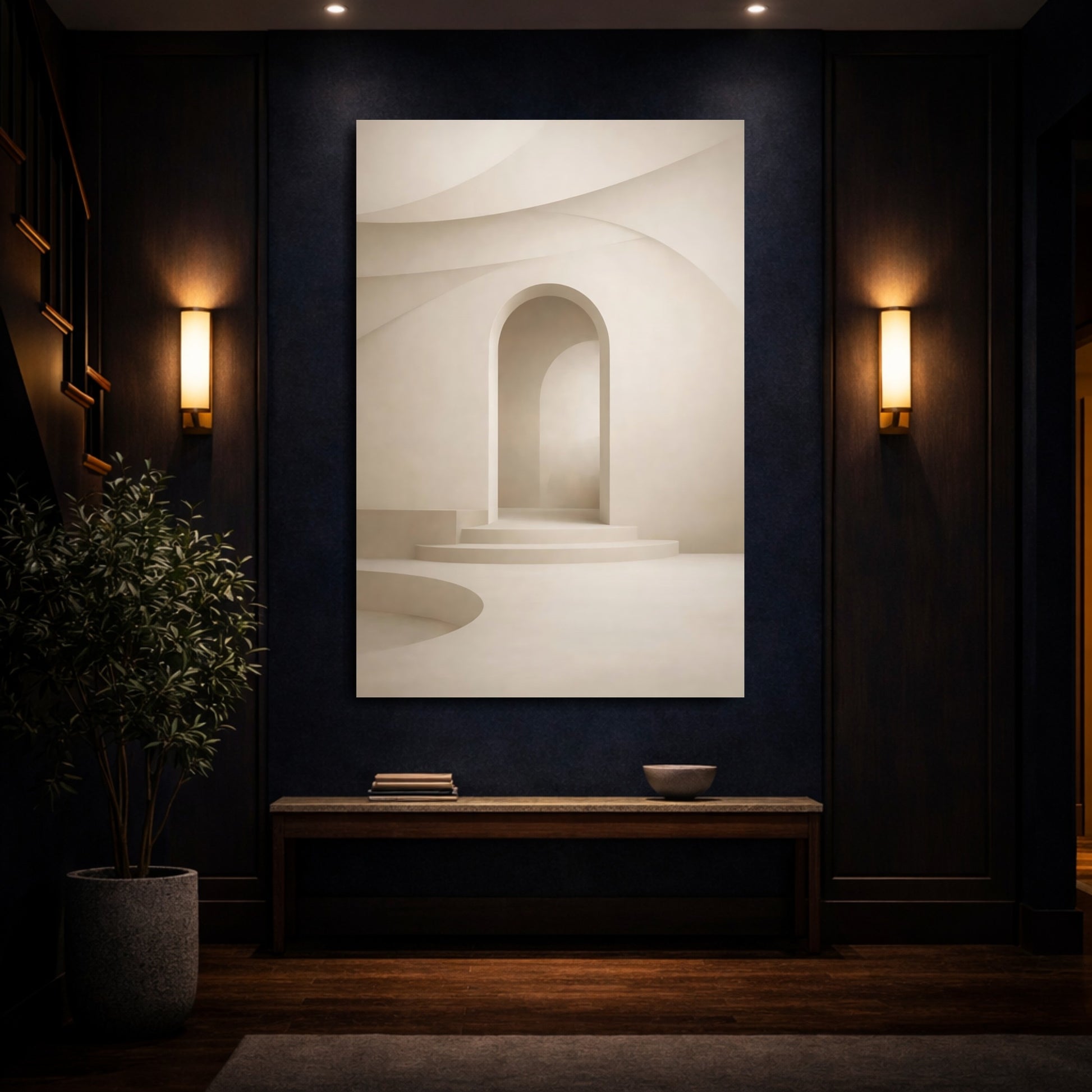 Abstract Archway Beige Archway shown as front canvas room wall art