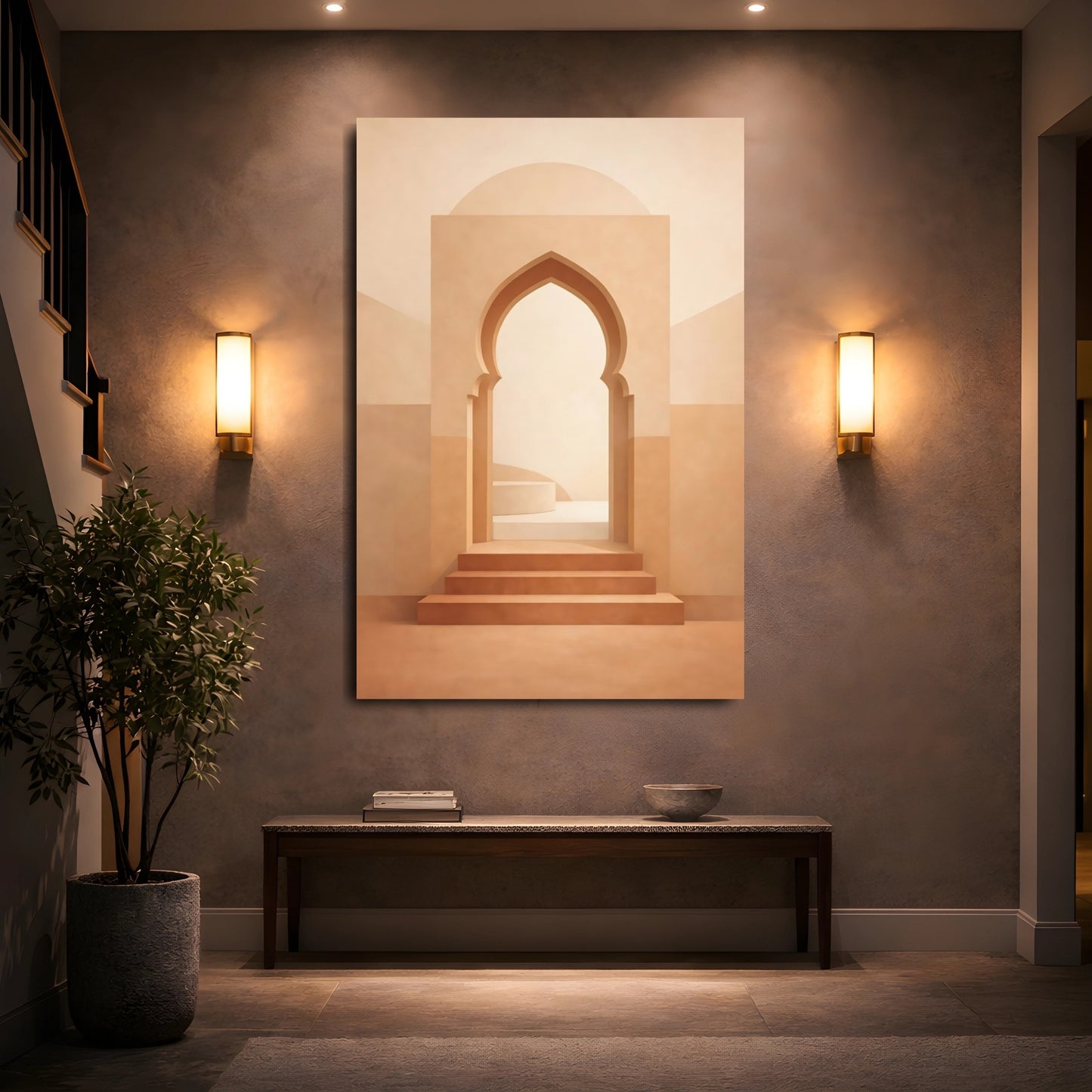Abstract Archway Beige Archway shown as front canvas room wall art