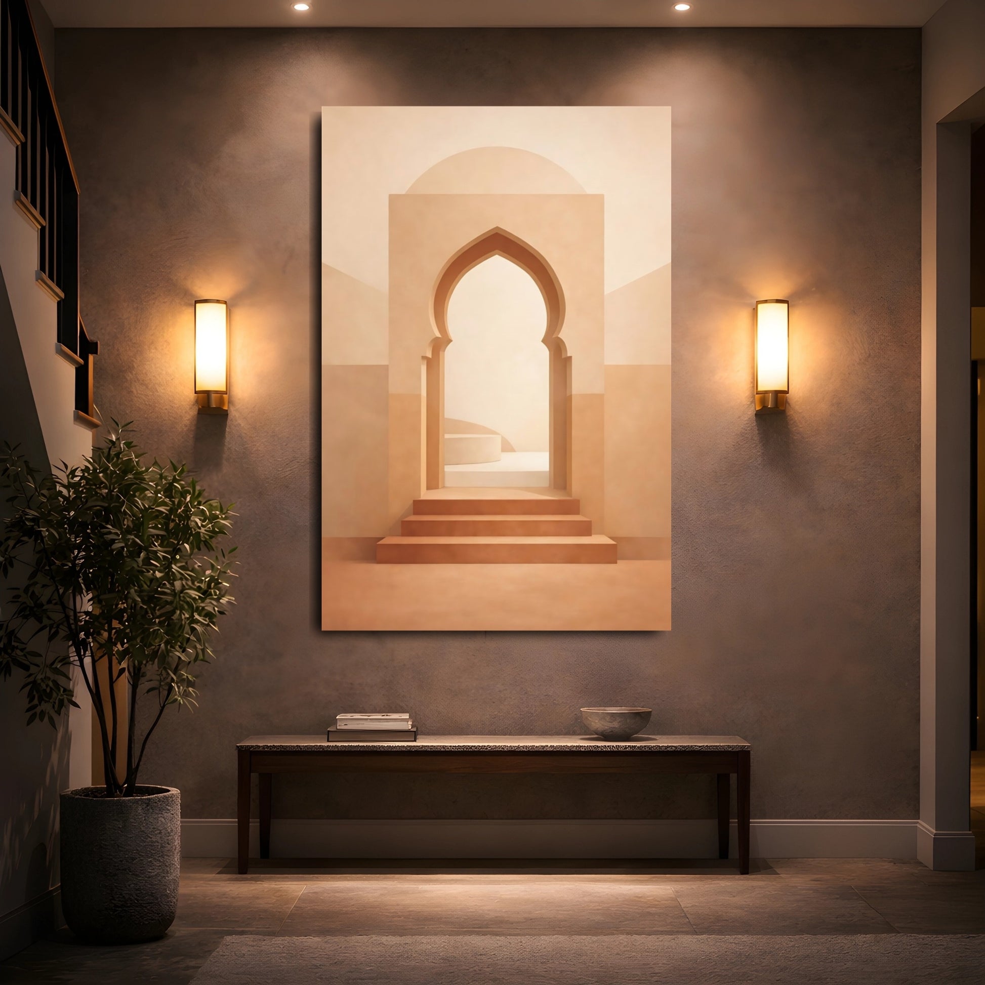 Abstract Archway Beige Archway shown as front canvas room wall art