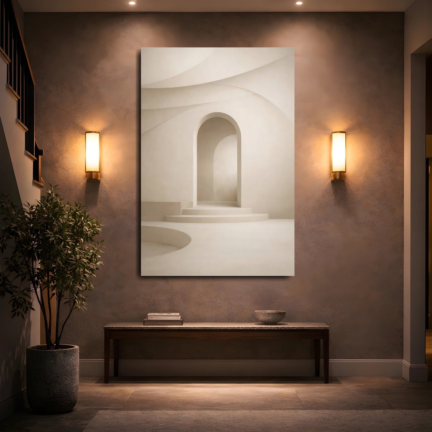 Abstract Archway Beige Archway shown as front canvas room wall art
