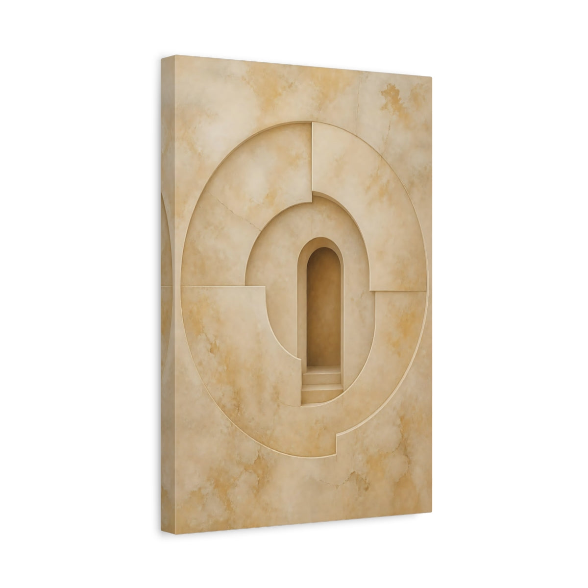 Side Mockup 4. Abstract Abstract Archway Beige Geometry shown as stretched canvas wall art