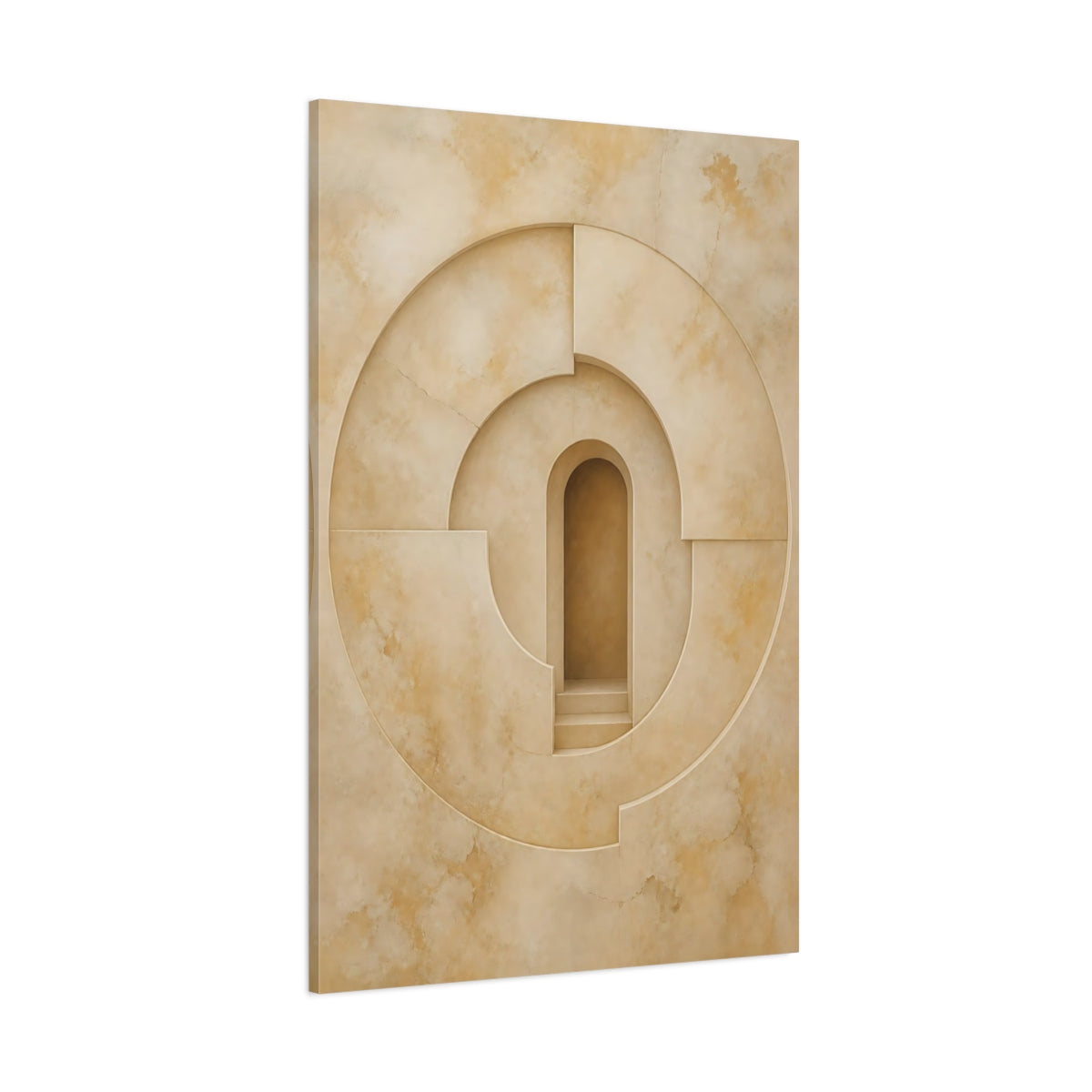 Side Mockup 1. Abstract Abstract Archway Beige Geometry shown as stretched canvas wall art