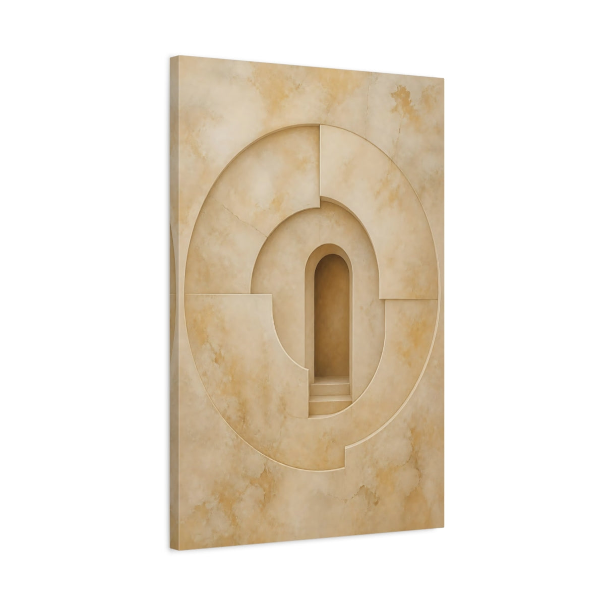 Side Mockup 2. Abstract Abstract Archway Beige Geometry shown as stretched canvas wall art
