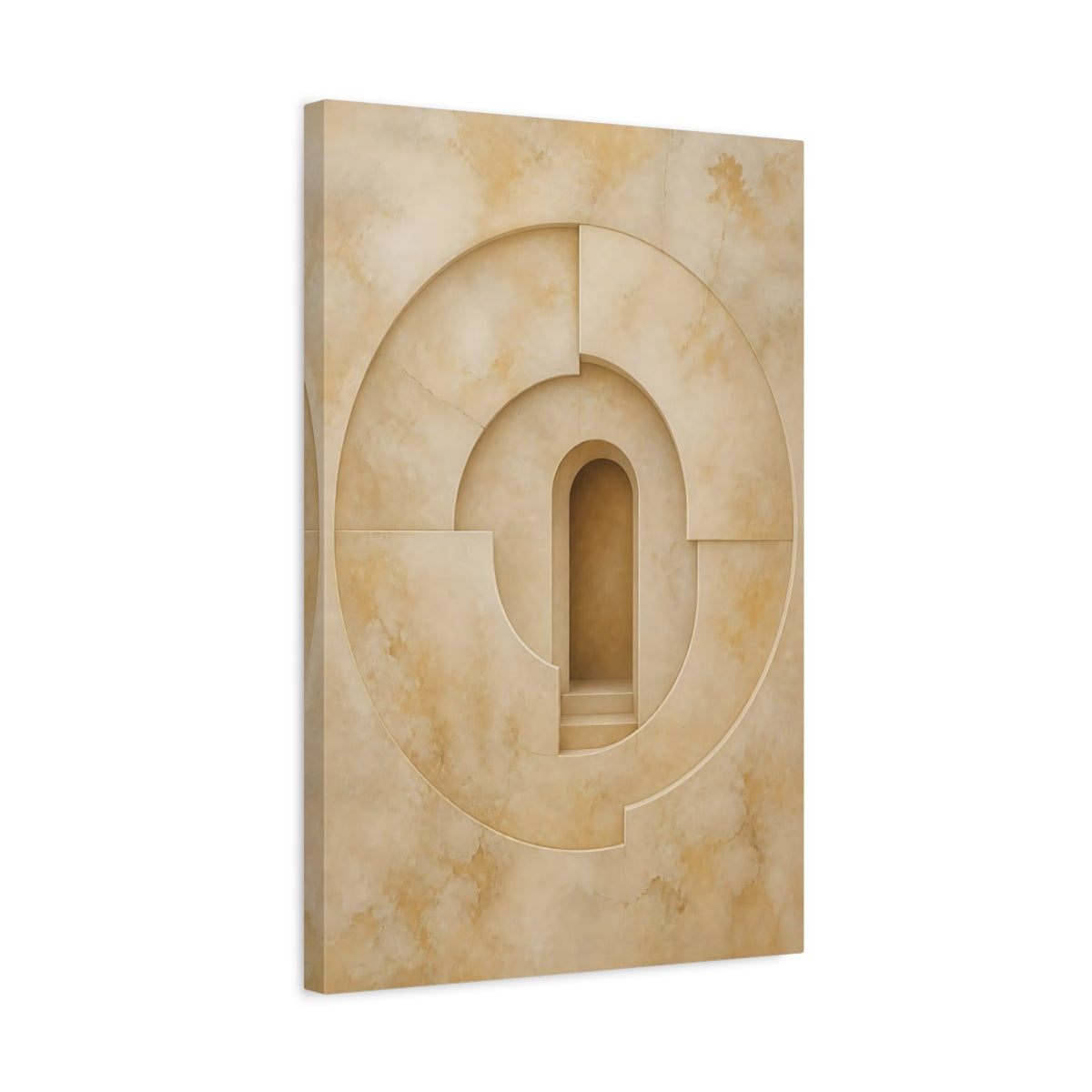 Side Mockup 3. Abstract Abstract Archway Beige Geometry shown as stretched canvas wall art