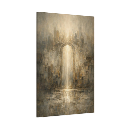 Main Mockup. Abstract Archway Golden Archway Abstract shown as stretched canvas wall art