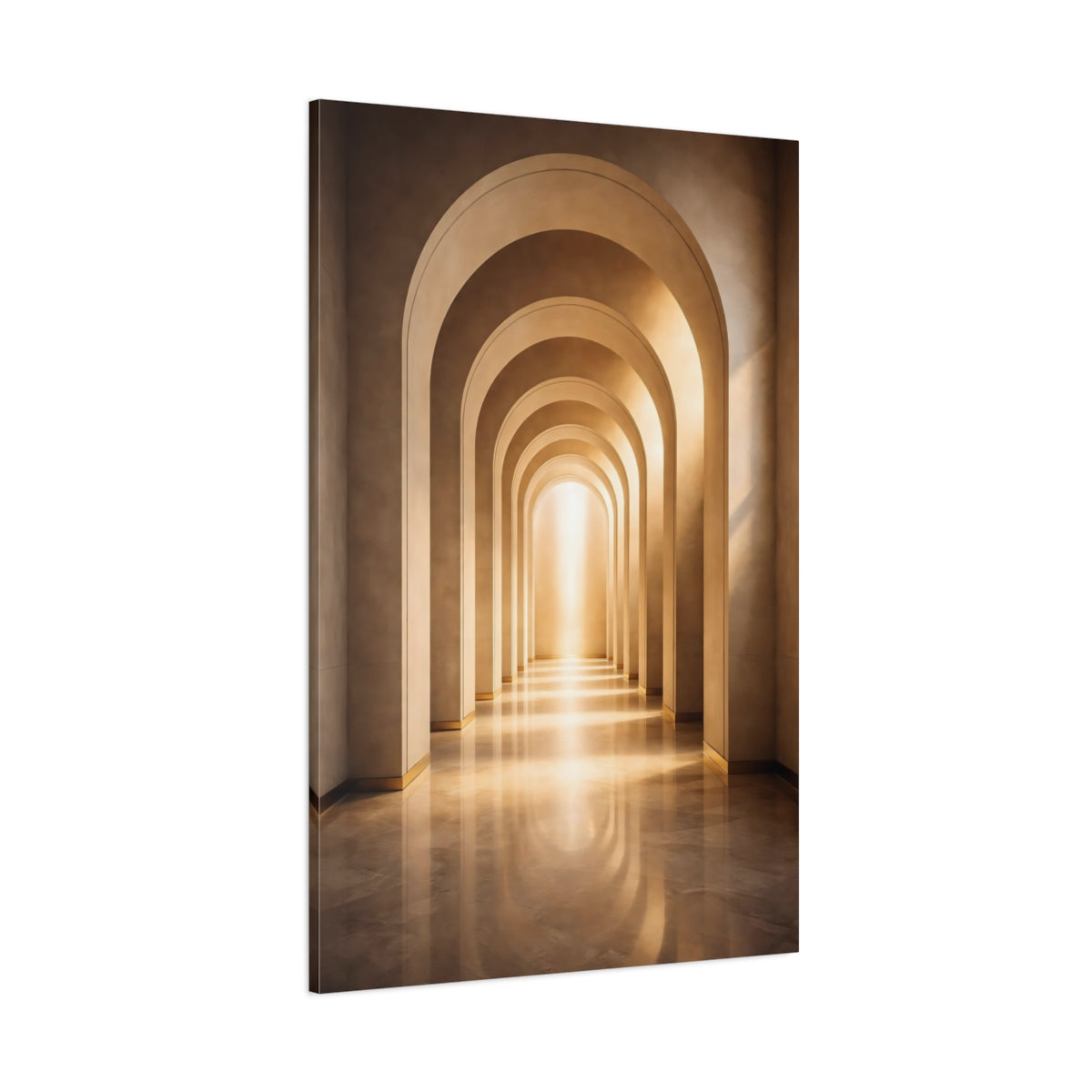 Main Mockup. Abstract Archway Golden Archway shown as stretched canvas wall art