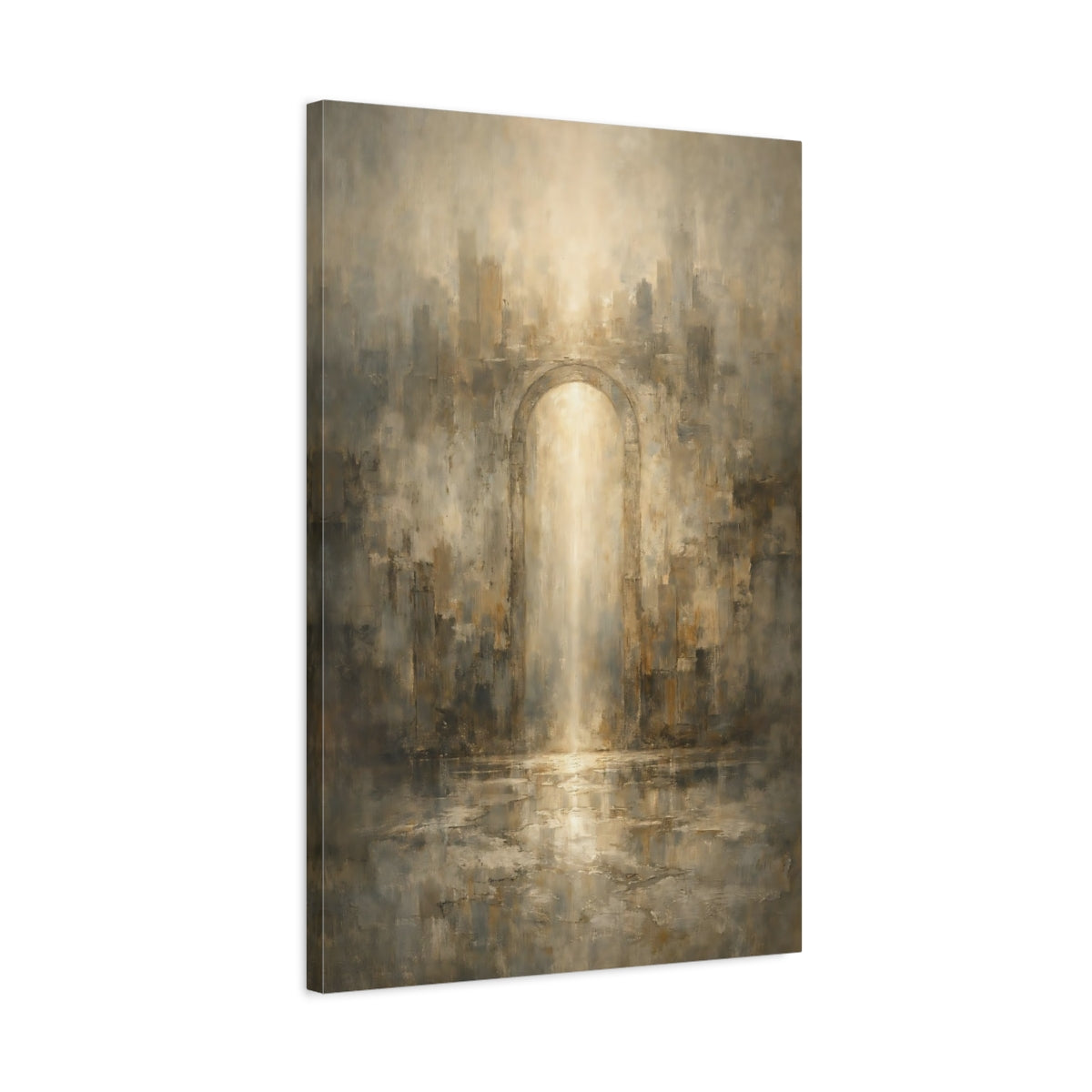 Side Mockup 2. Abstract Archway Golden Archway Abstract shown as stretched canvas wall art