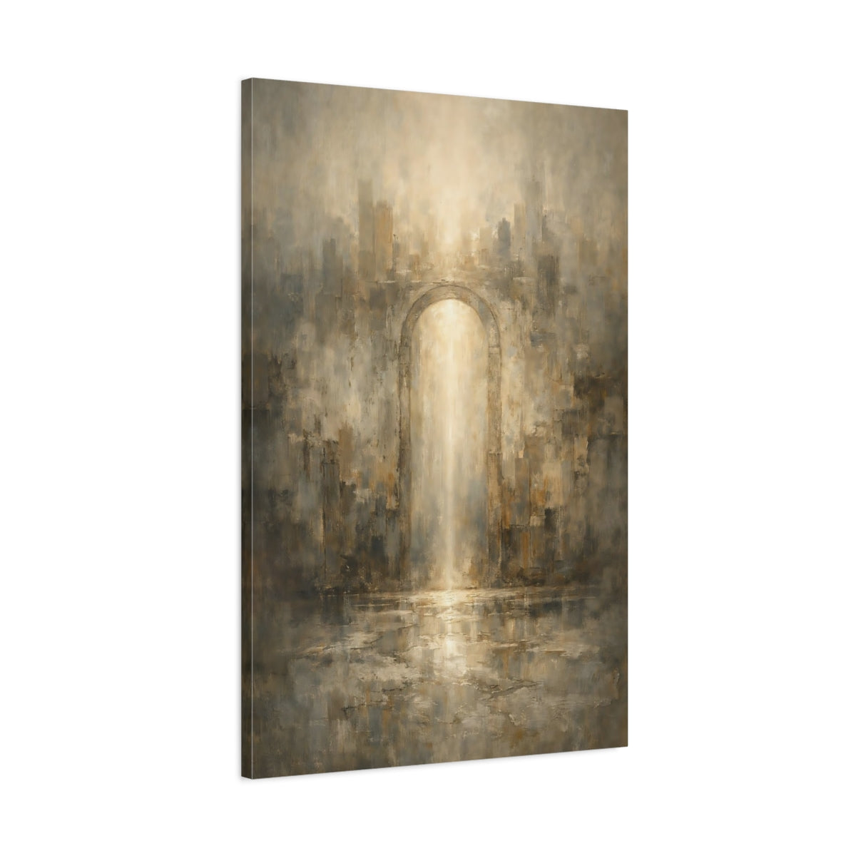 Side Mockup 1. Abstract Archway Golden Archway Abstract shown as stretched canvas wall art