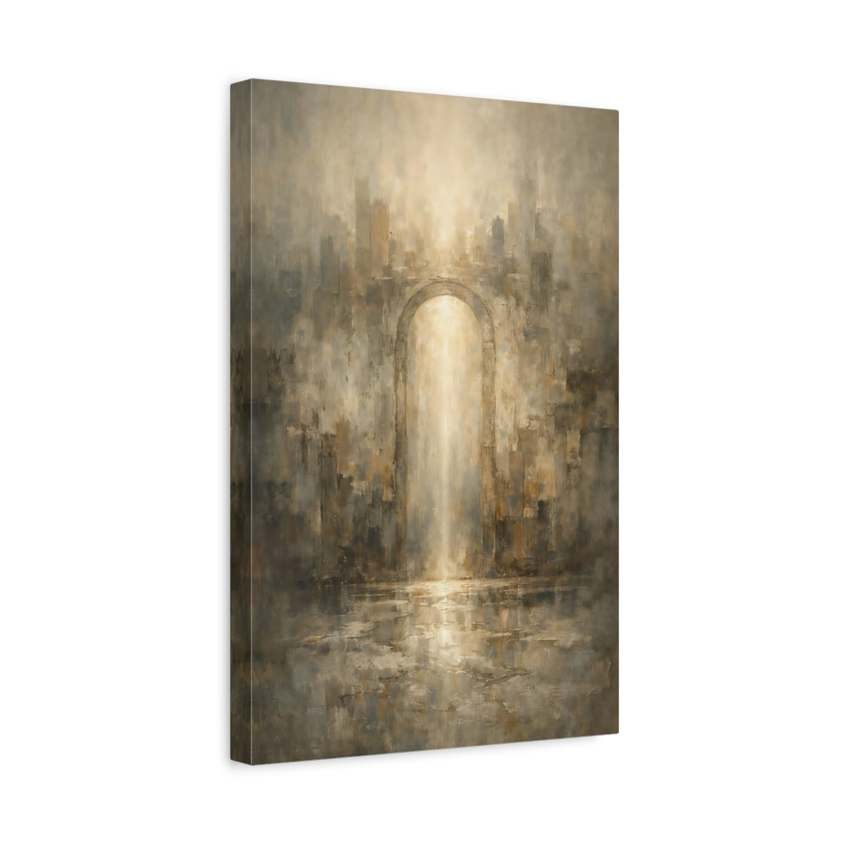 Side Mockup 4. Abstract Archway Golden Archway Abstract shown as stretched canvas wall art