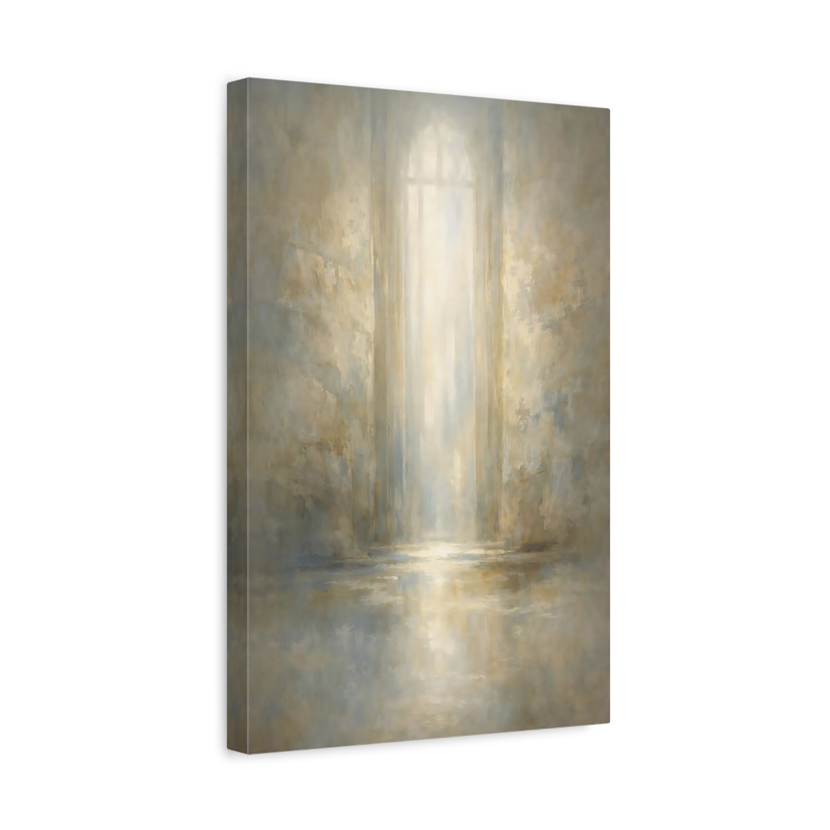 Side Mockup 4. Abstract Archway Light Warm Abstract Light shown as stretched canvas wall art